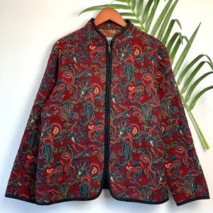 Vintage Tradition Country Collection Floral Tapestry Zip Up Jacket XL